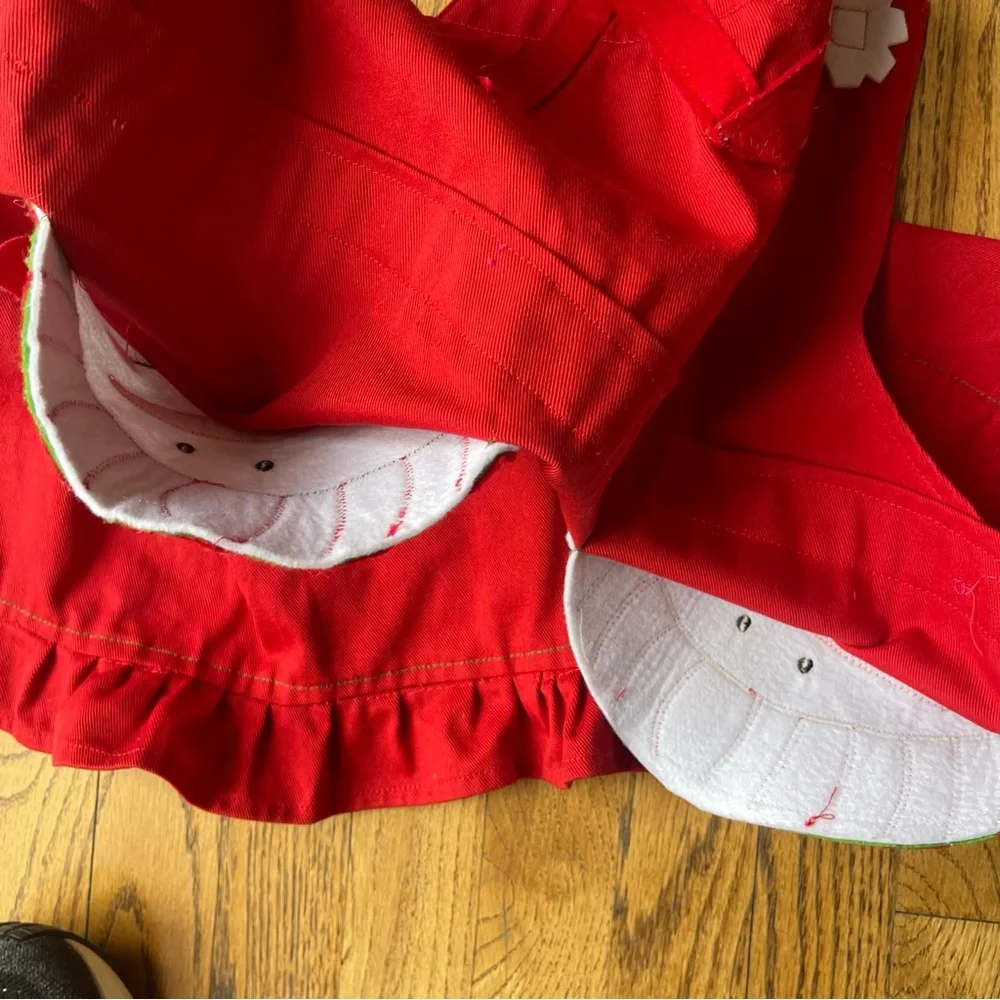 Snowman Apron with Pockets by Ritz Unisex Red Cotton Apron